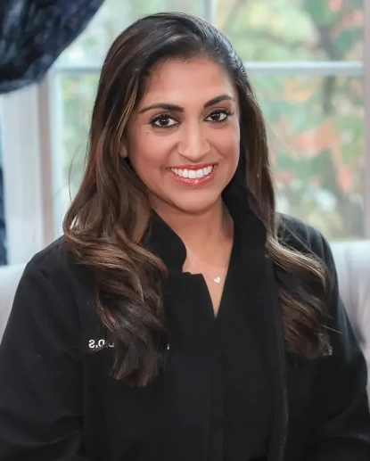 Dr. Bindi Patel at dental office in Aurora, Illinois.