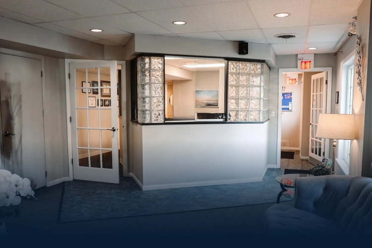 Reception area at dental office in Aurora, IL welcoming patients for general and cosmetic dentistry care.