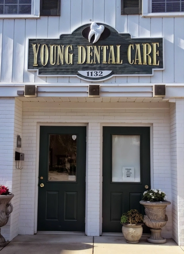 Young Dental Care office exterior at 1132 Prairie Street in Aurora, Illinois.